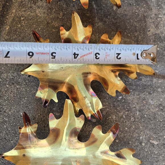Vtg Brass Oak Leaf Leaves Metal Wall/ Shelf Decor Interior. Lot of 3. Retro - Picture 3 of 7